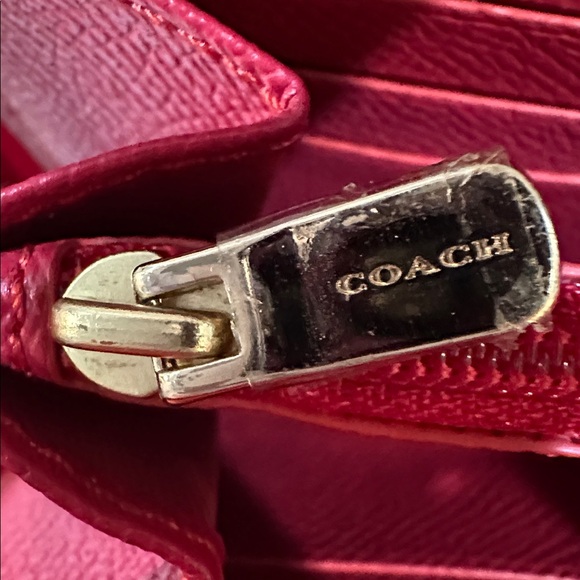 Coach ACCORDION ZIP WALLET Brown Red - Picture 4 of 6